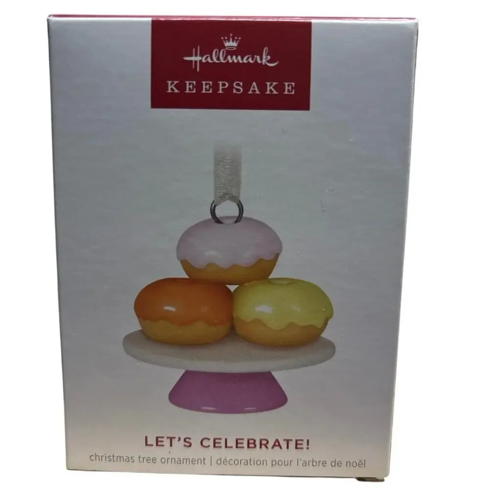 Hallmark Keepsake 2024 LET'S CELEBRATE Mini Porcelain Donut Ornament NEW